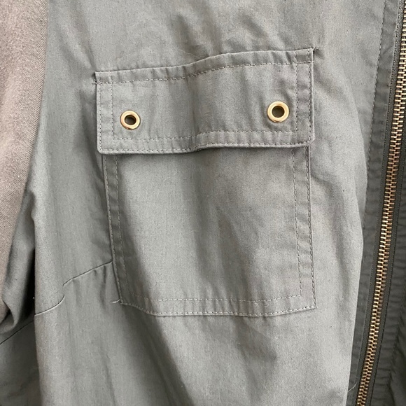 STYLE & CO SPORT Utility Jacket Pockets Grommets Green Large - Picture 3 of 7